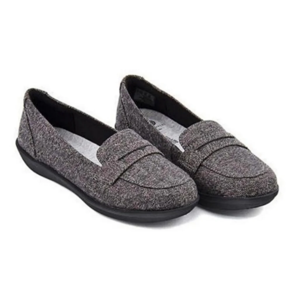Clarks Cloudstepper Ayla Gray Tweed Loafer Sz 10